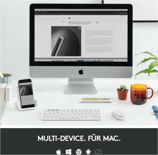 Logitech K380 (DE) Bluetooth Tastatur Off-white Für Mac 4 Logitech K380 (DE) Bluetooth Tastatur Off-white Für Mac – Bild 4