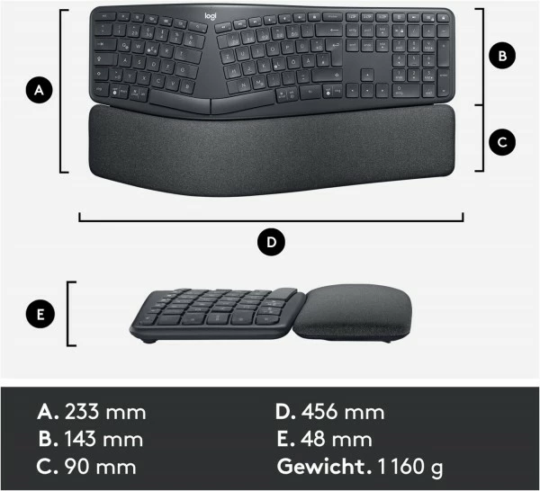 Logitech ERGO K860 Bluetooth Tastatur Graphit 5 Logitech ERGO K860 Bluetooth Tastatur Graphit – Bild 5