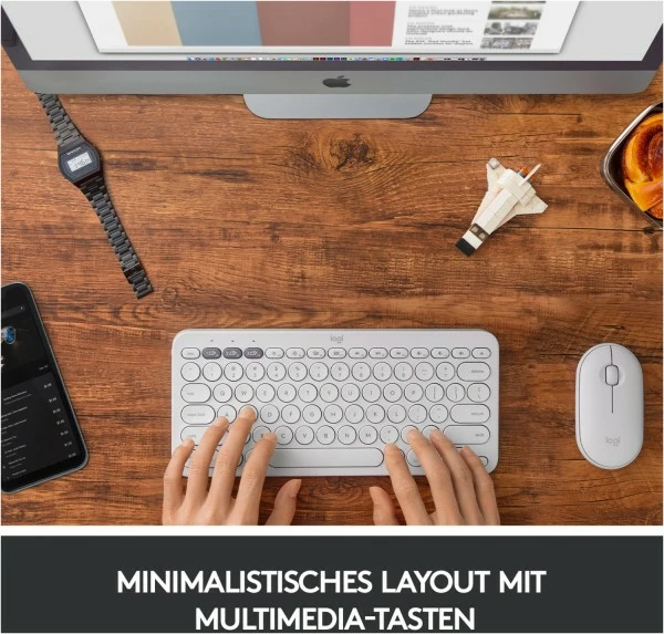 Logitech K380 (DE) Bluetooth Tastatur Off-white Für Mac 2 Logitech K380 (DE) Bluetooth Tastatur Off-white Für Mac – Bild 2