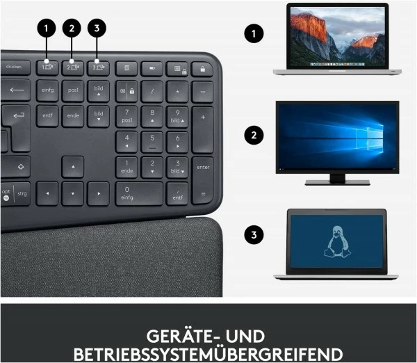 Logitech ERGO K860 Bluetooth Tastatur Graphit 4 Logitech ERGO K860 Bluetooth Tastatur Graphit – Bild 4