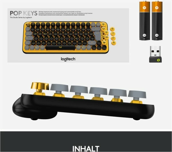 Logitech POP Keys (DE) Bluetooth Tastatur Blast/gelb 4 Logitech POP Keys (DE) Bluetooth Tastatur Blast/gelb – Bild 4
