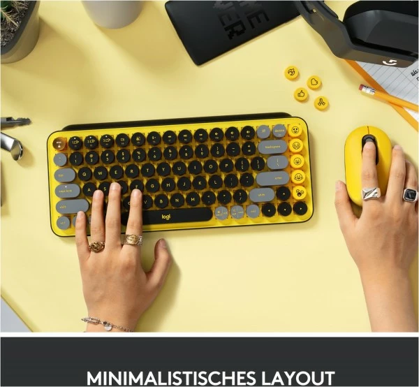 Logitech POP Keys (DE) Bluetooth Tastatur Blast/gelb 2 Logitech POP Keys (DE) Bluetooth Tastatur Blast/gelb – Bild 2